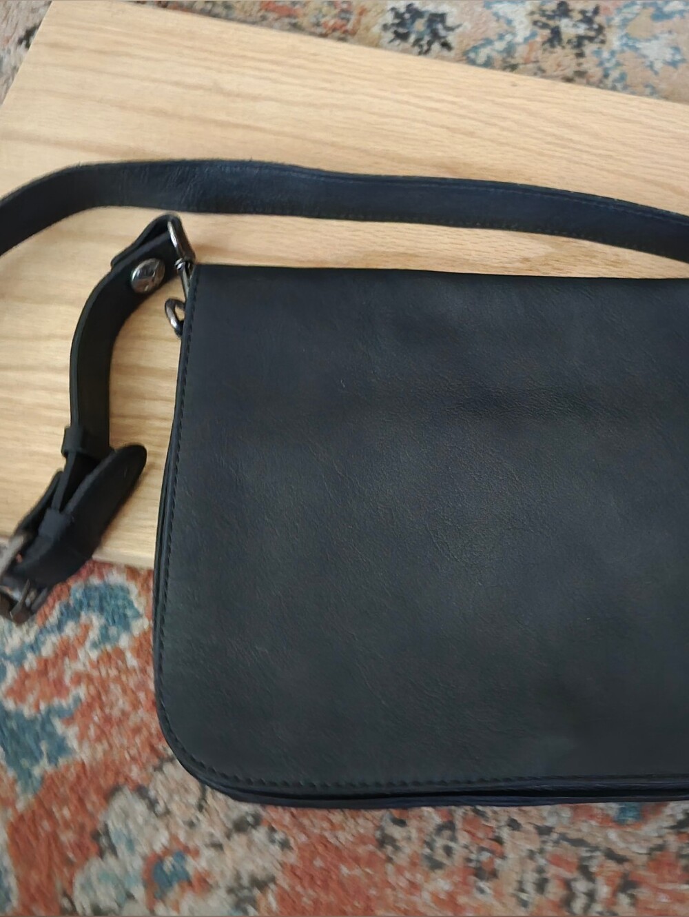 Black leather crossbody bag, Patricia Nash
